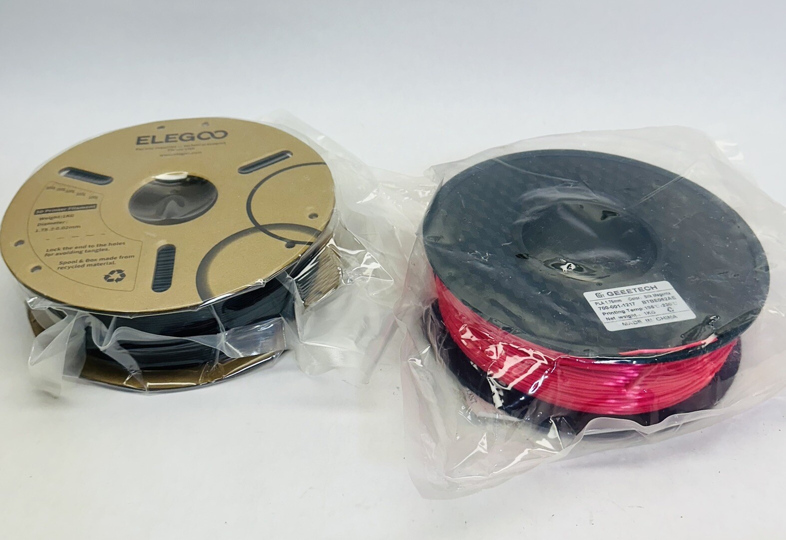 LOT OF 2 3D PRINTER FILAMENT 1KG  DIAMETER 1.75MM - BLACK & SILK MAGENTA