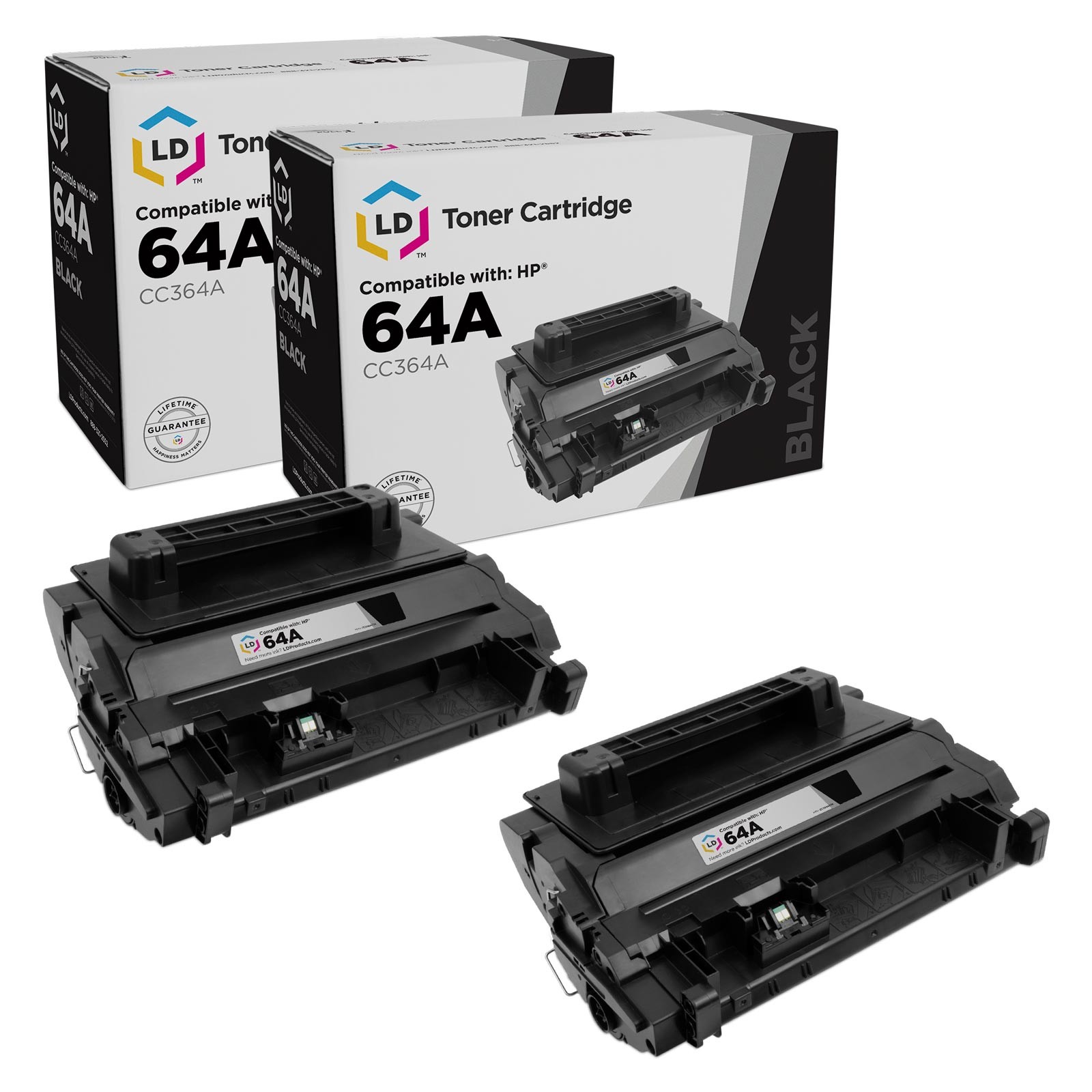 LD Comp Replacement 2pk CC364A 64A Black Toner for HP P4014 P4015 P4515 Printers