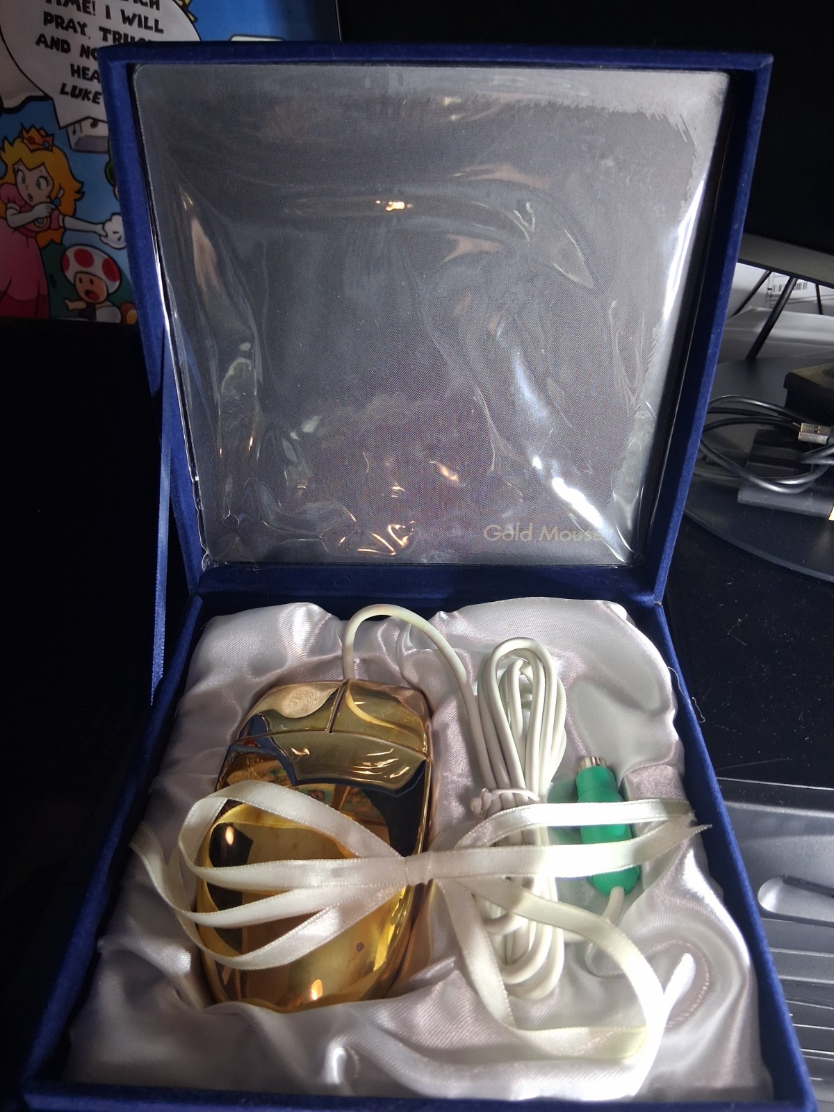 Vintage Wallace Silversmiths Gold Plated PS/2 Mouse 14526 Box Velvet Case