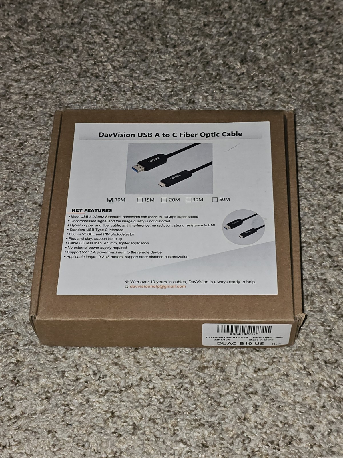 DavVision USB A to C Fiberoptic Cable (33ft/10m)