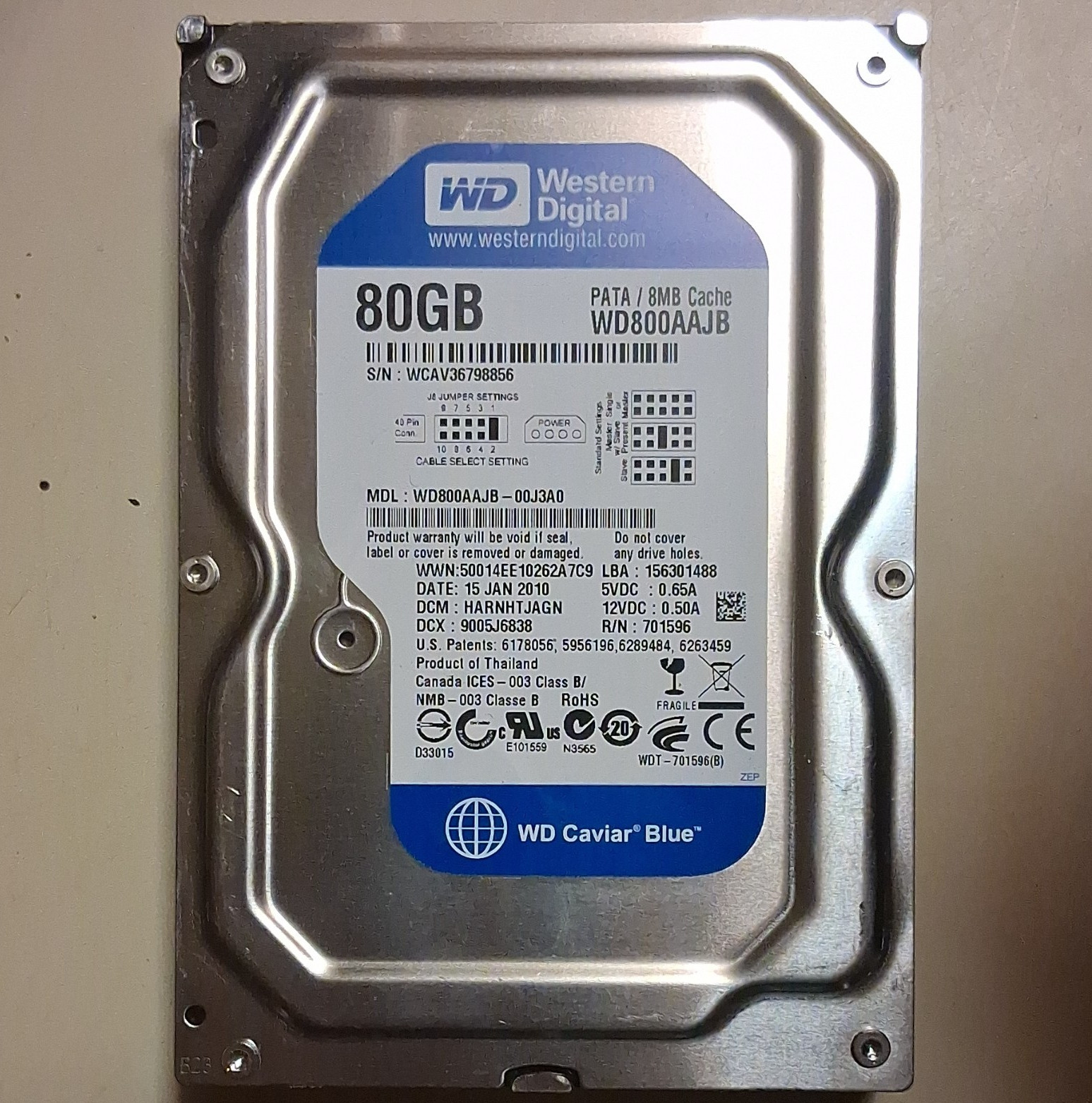 Western Digital WD Caviar Blue WD800AAJB 80GB 3.5" PATA/IDE 7200RPM 8MB HDD