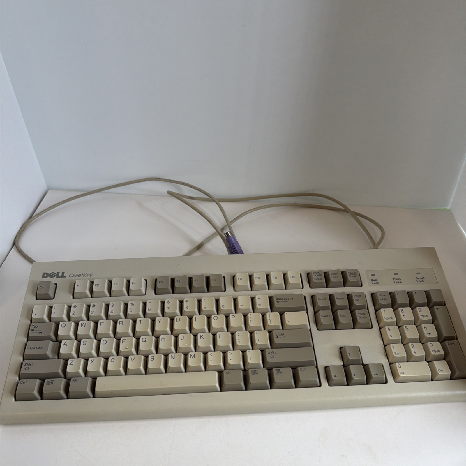 Dell QuietKey SK-8000 Wired PS/2 Keyboard Beige Grey Vintage 035KKW Rev A00