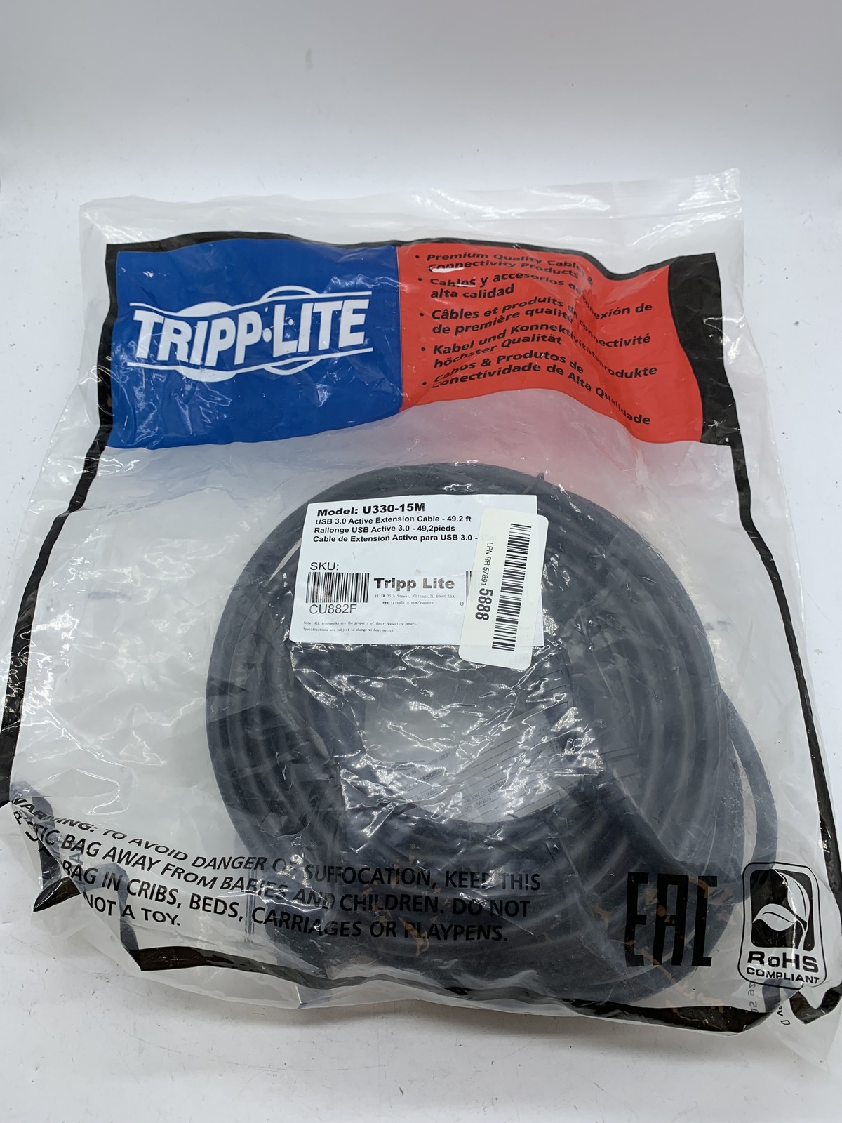 NEW SEALED Tripp Lite U330-15M USB 3.0 Active Extension Cable 49.2 Ft ~ FREE S/H