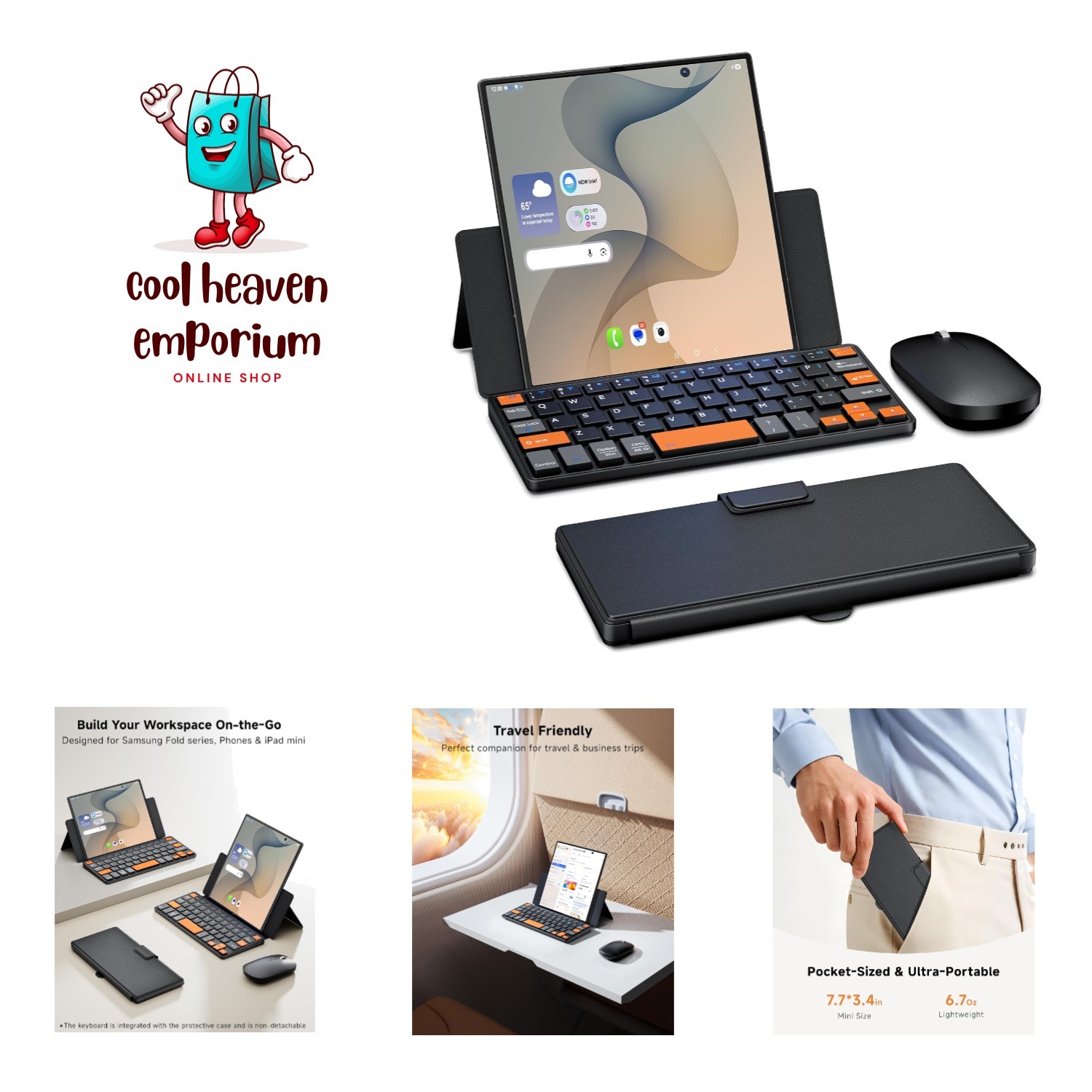 Dual Bluetooth Ultra-Slim Keyboard & Mouse Set for Galaxy Z Fold 8 & iPhone