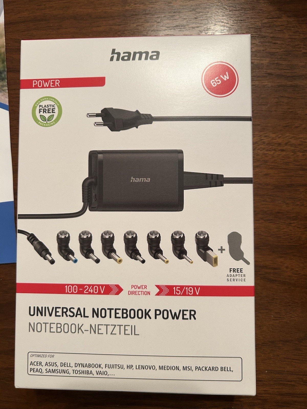 Hama Universal Notebook Power Supply 100-240V To 15-19V 65W Charger & 8 Adapters