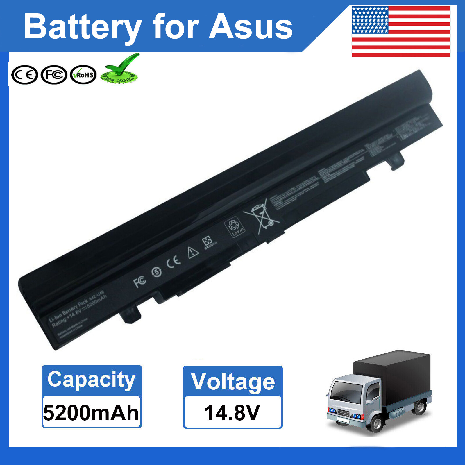 A42-U46 Battery for Asus U56 U56E U56J U56JC U46S U46SM U46SV 4INR18/65 A32-U46
