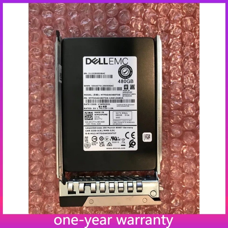 MTFDDAK480TDS, KCT7J New Dell EMC Micron 480GB 6Gbps SATA 2.5" SSD G14 KIT