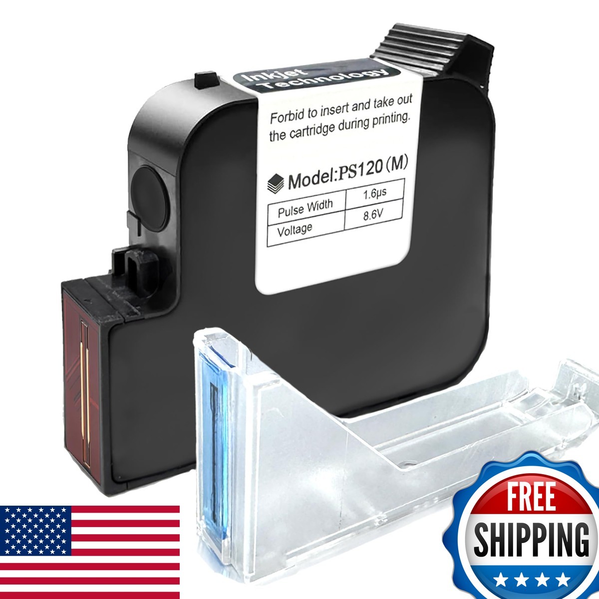 Phezer PS120-Nior Quick Dry Solvent Ink Cartridge Black 72ml 1inch (1 Pcs)