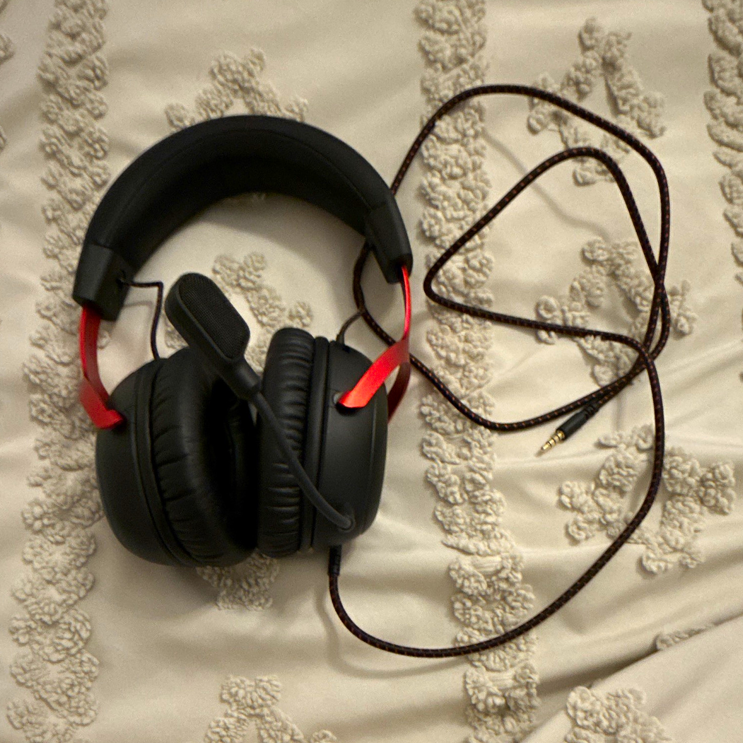 HyperX,Black/Red Wired Over-Ear Headset w/ Boom Mic, 3.5mm Jack, Adjustable Band