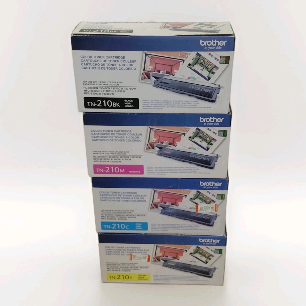 Genuine Brother TN210BK, TN210C, TN210M,TN210Y OEM Toner Cartridge Set Open Box