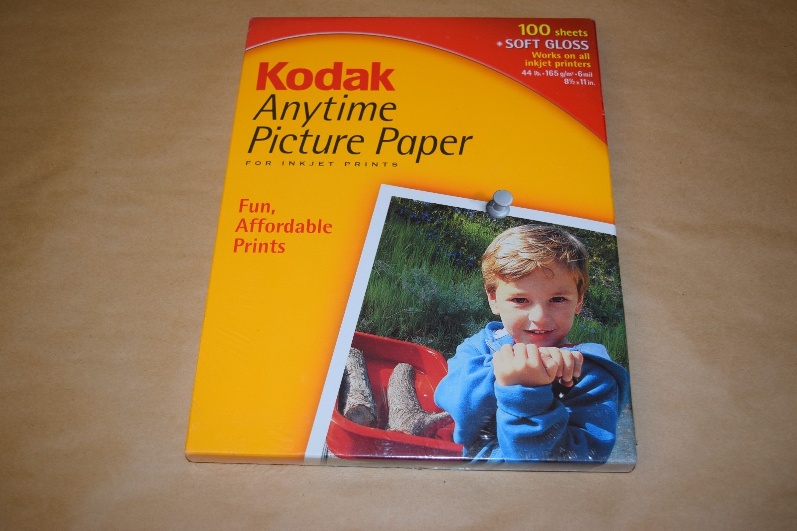 Kodak Anytime Picture Paper for Inkjet Letter 8.5x11 Soft Gloss 100 sheets 44 LB