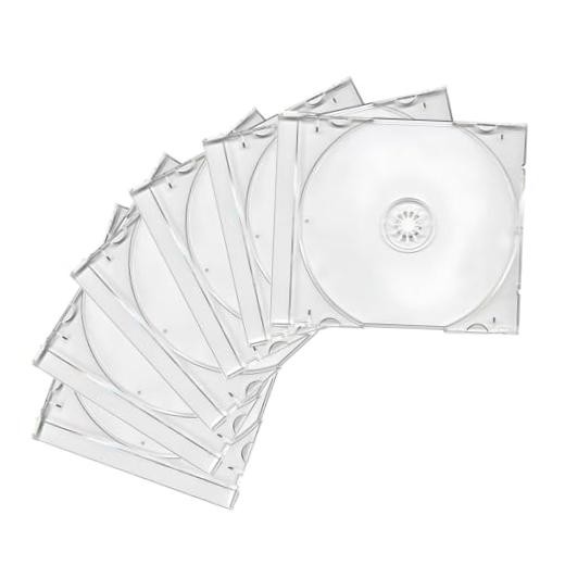 6 PCS Standard Single Clear CD Jewel Case, 10 mm Slim Transparent Tray, 6 PCS