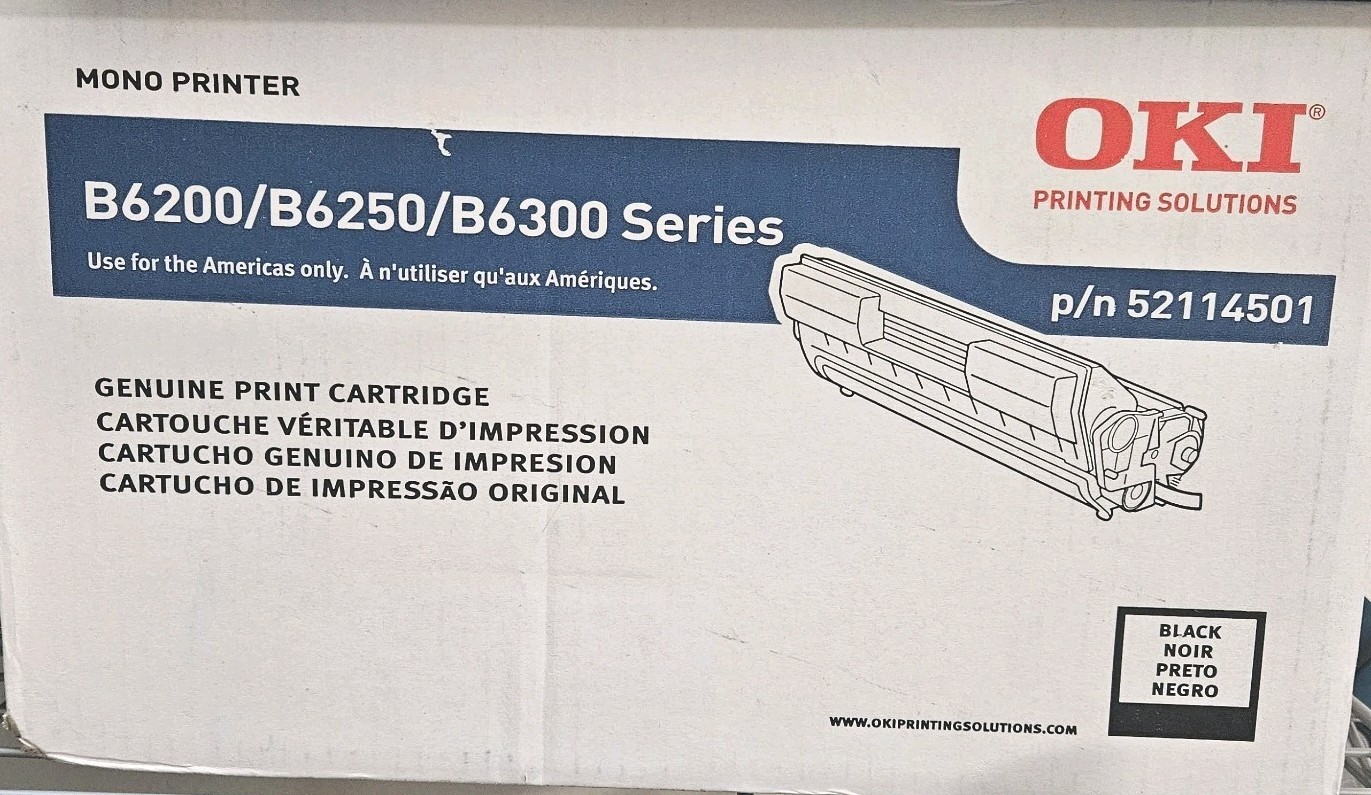 OKI Factory Sealed Genuine Black Toner Cartridge OKI Data B6200 B6250 B6300