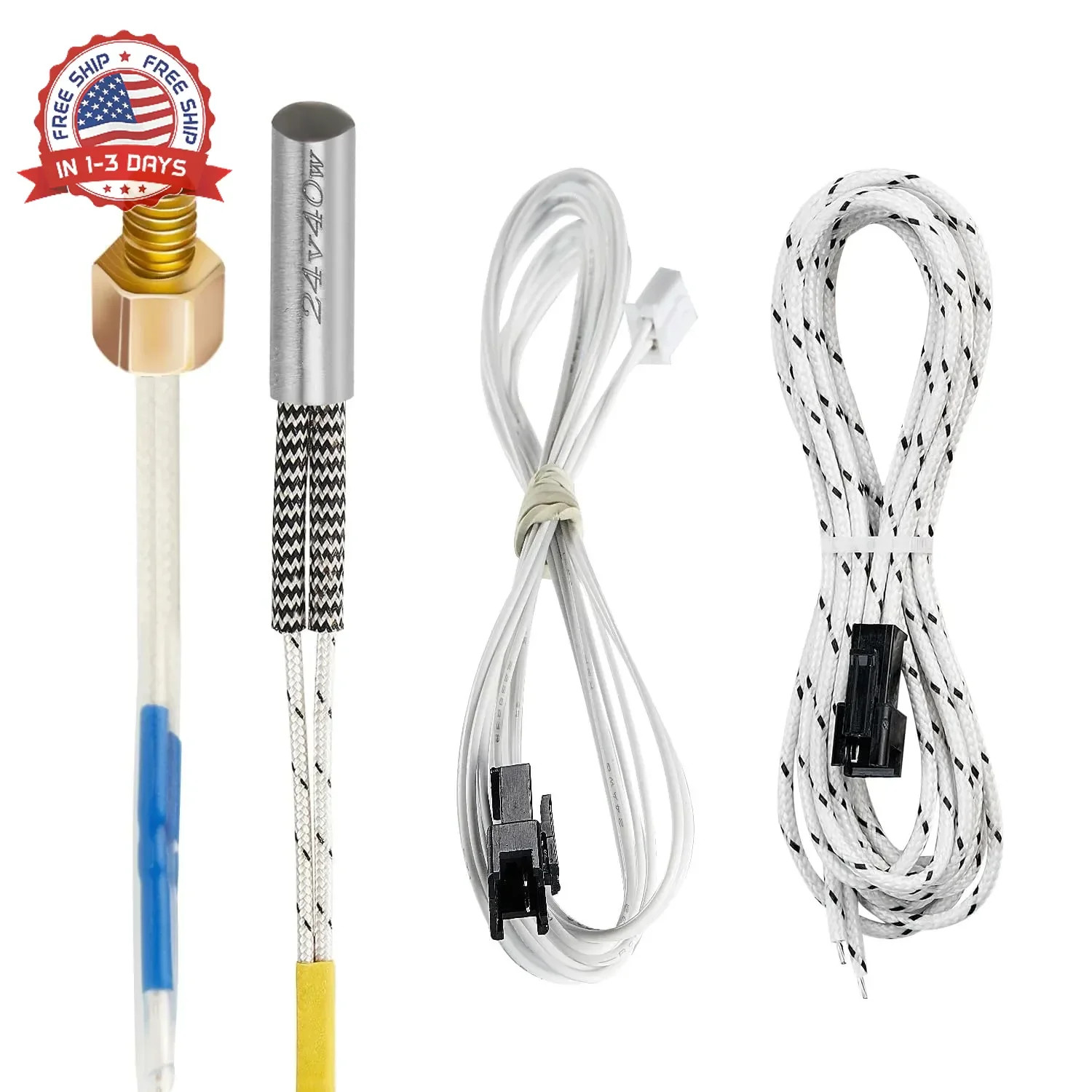 Ender-3 M3 Stud Thermistor Replacement: 1.3m High Temp 3D Printer Thermistor for