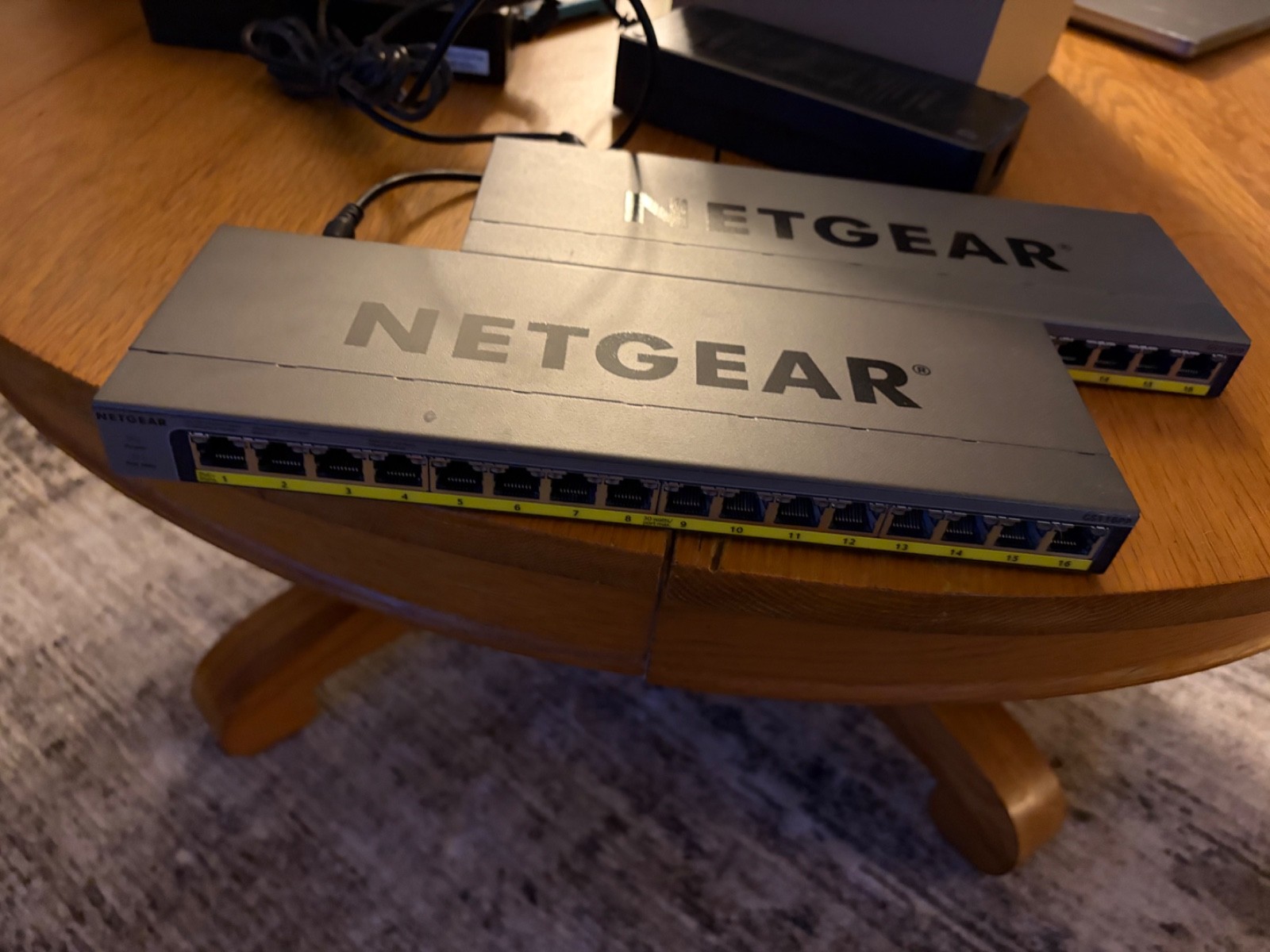 Netgear GS116PP 16-Port Gigabit PoE+ Switch - Lot of 2 with Power Supply