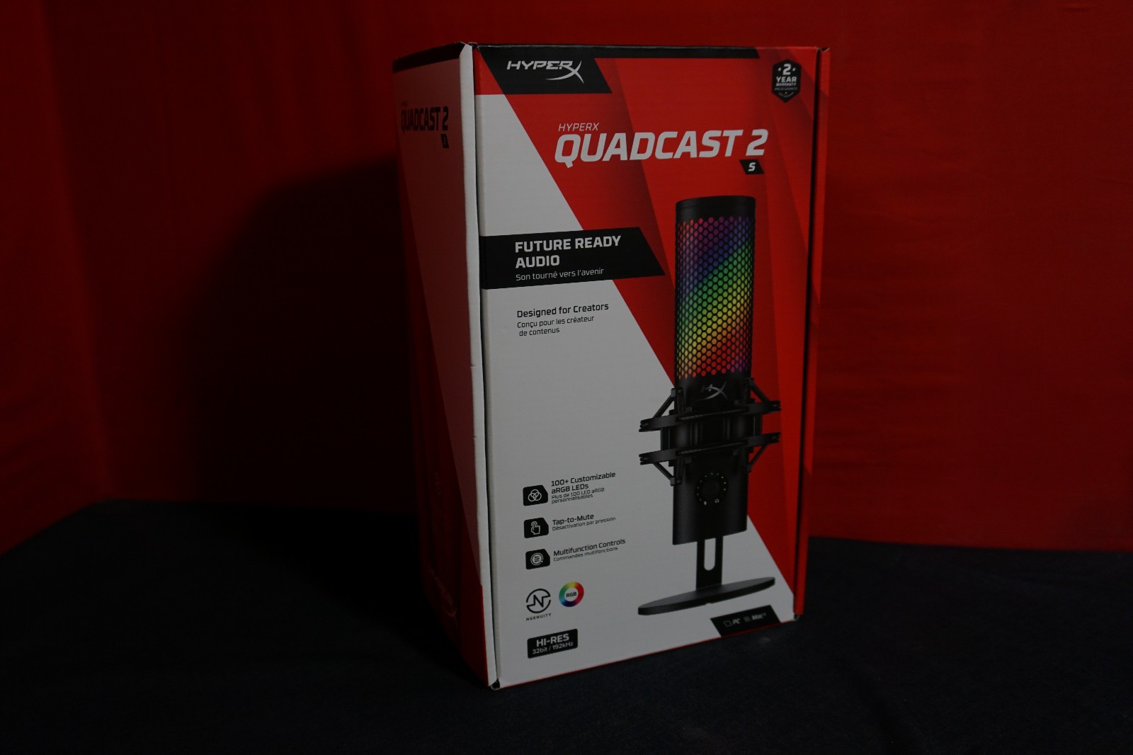 HyperX QuadCast 2 S USB Microphone with RGB Lighting, USB-C, Black, Brand New