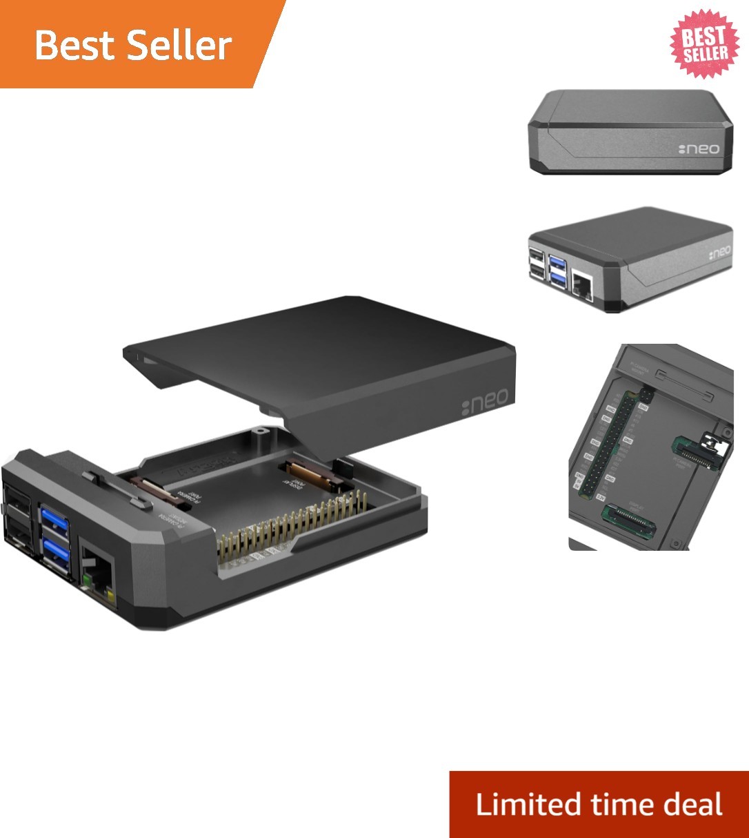 Instant GPIO Access Argon NEO Case for All Raspberry Pi 4 Variants - Space Grey