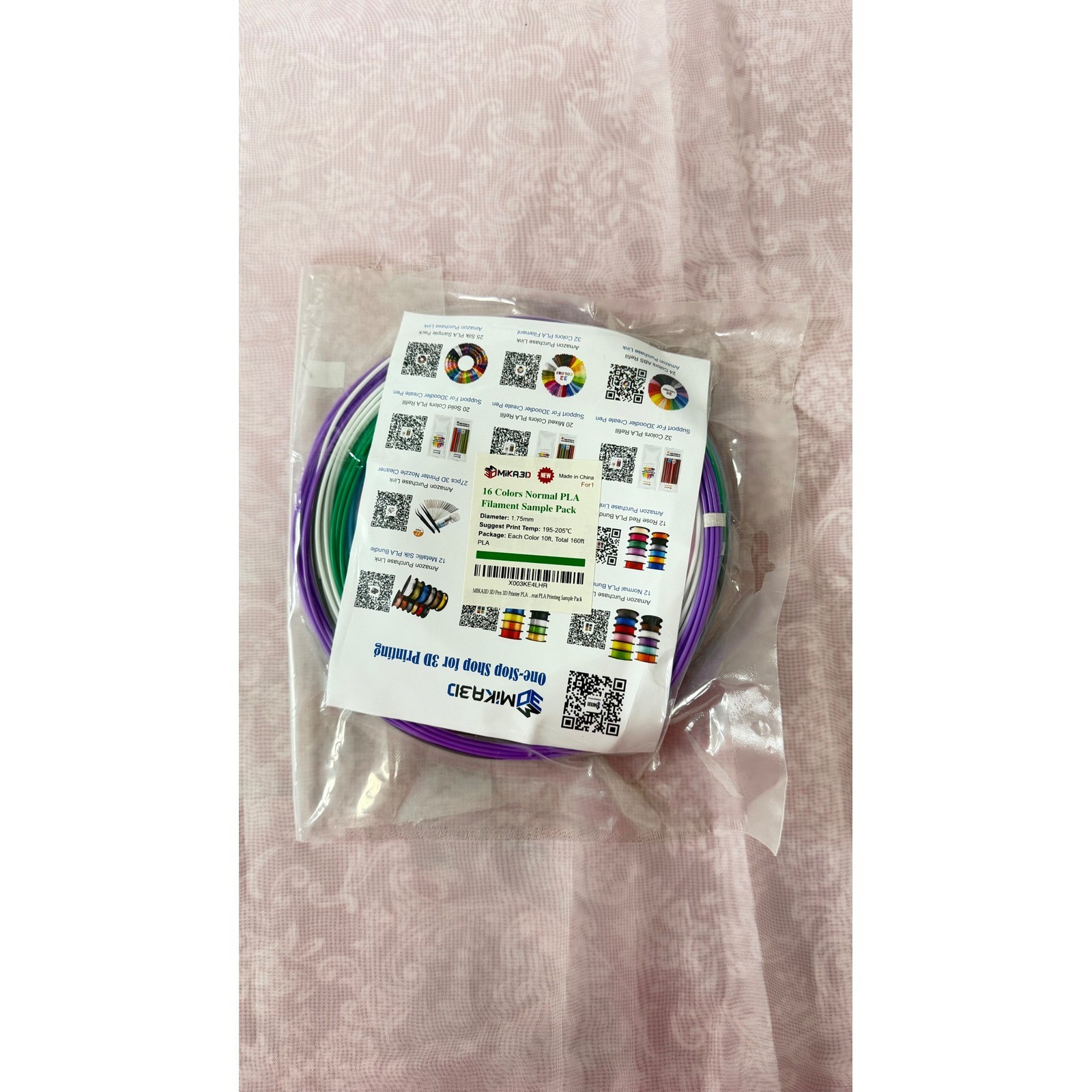 MIKA3D 16 Colors Normal PLA Filament Sample Pack 1.75mm 3D Pen Refills 160ft