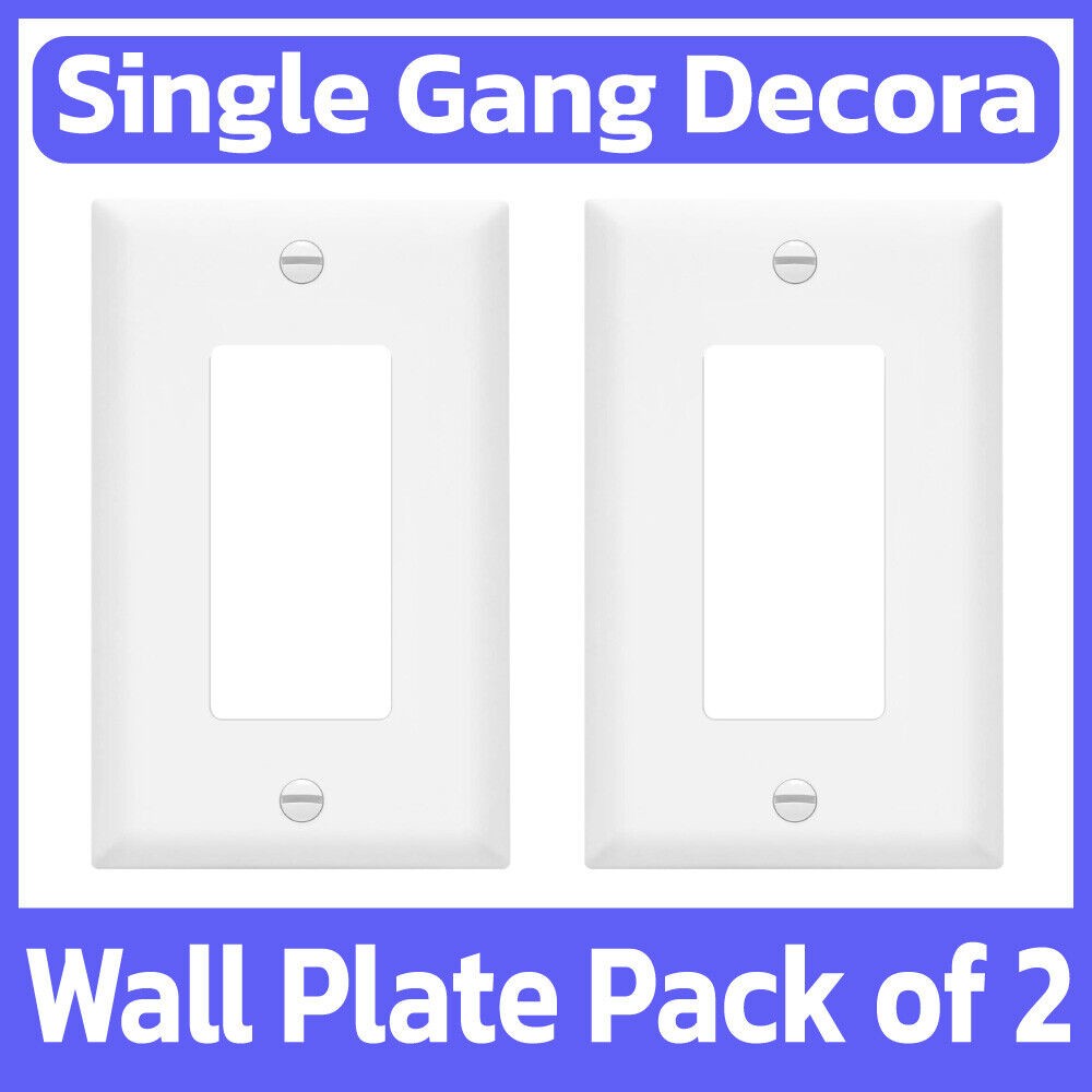 2 Pack Decorative Wall Plate Single 1 Gang Switch Outlet Wallplate Cover White