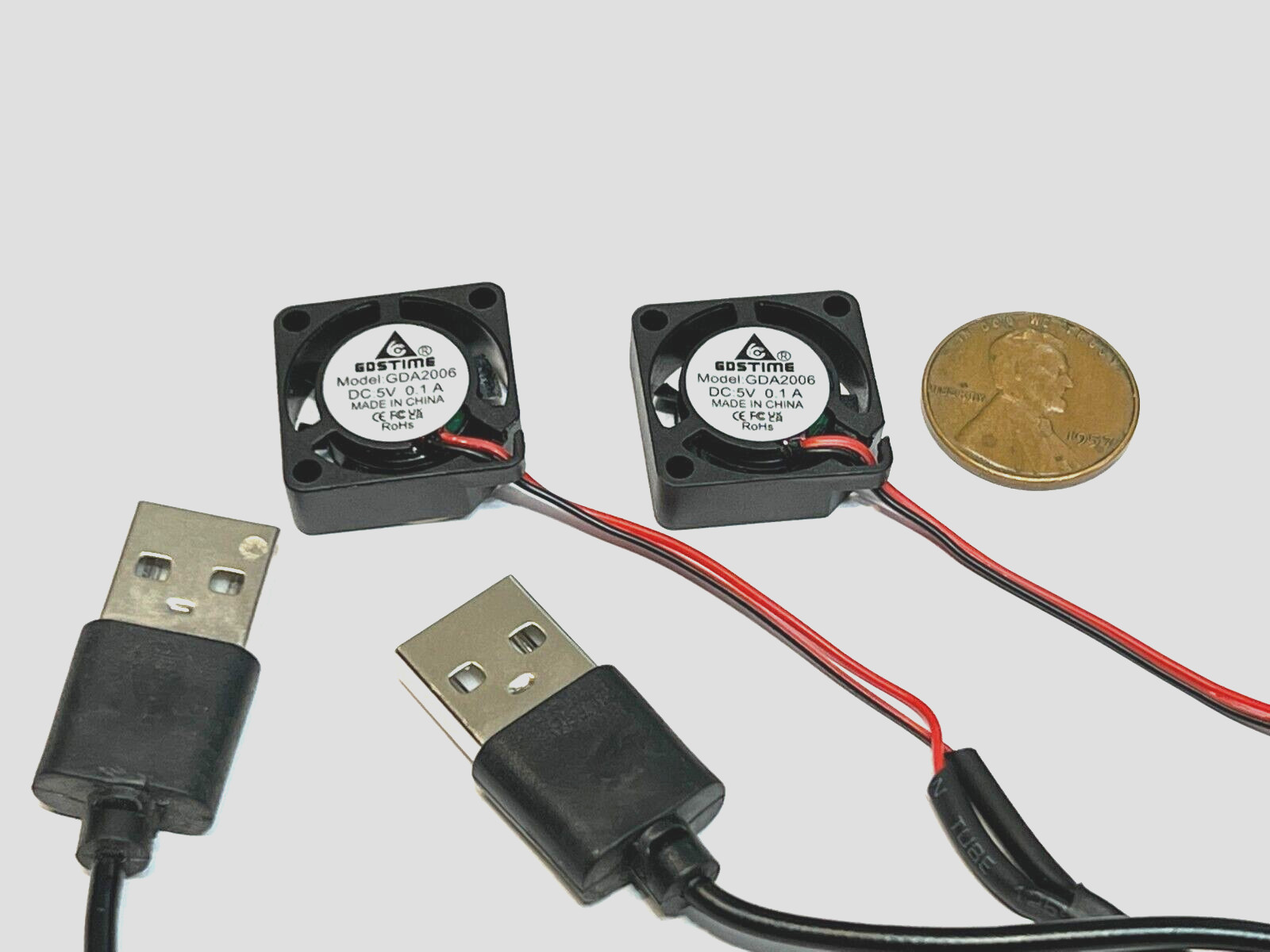 2 Pieces USB 2006 micro Small 5V DC Cooling Fan 20mm 6mm 2Pin Mini axial 2cm E36