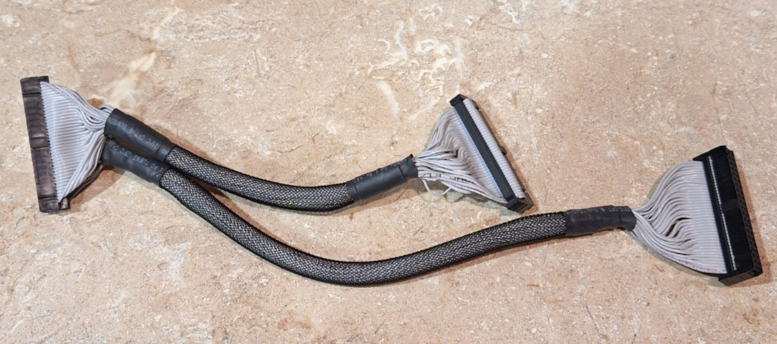 Computer PC Braided Sleeve Dual IDE 40 Pin Cable 12" Dual Connectors HDD CD DVD