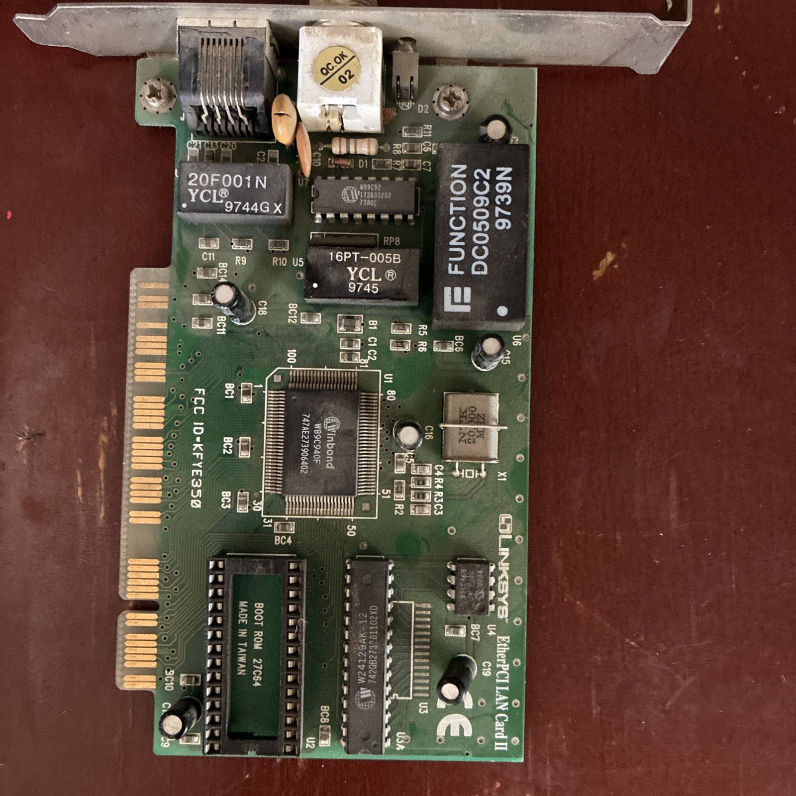 vintage Linksys EtherPCI LAN Card II (Model LNEPCI2T / FCC ID KFYE350), a 32-bit