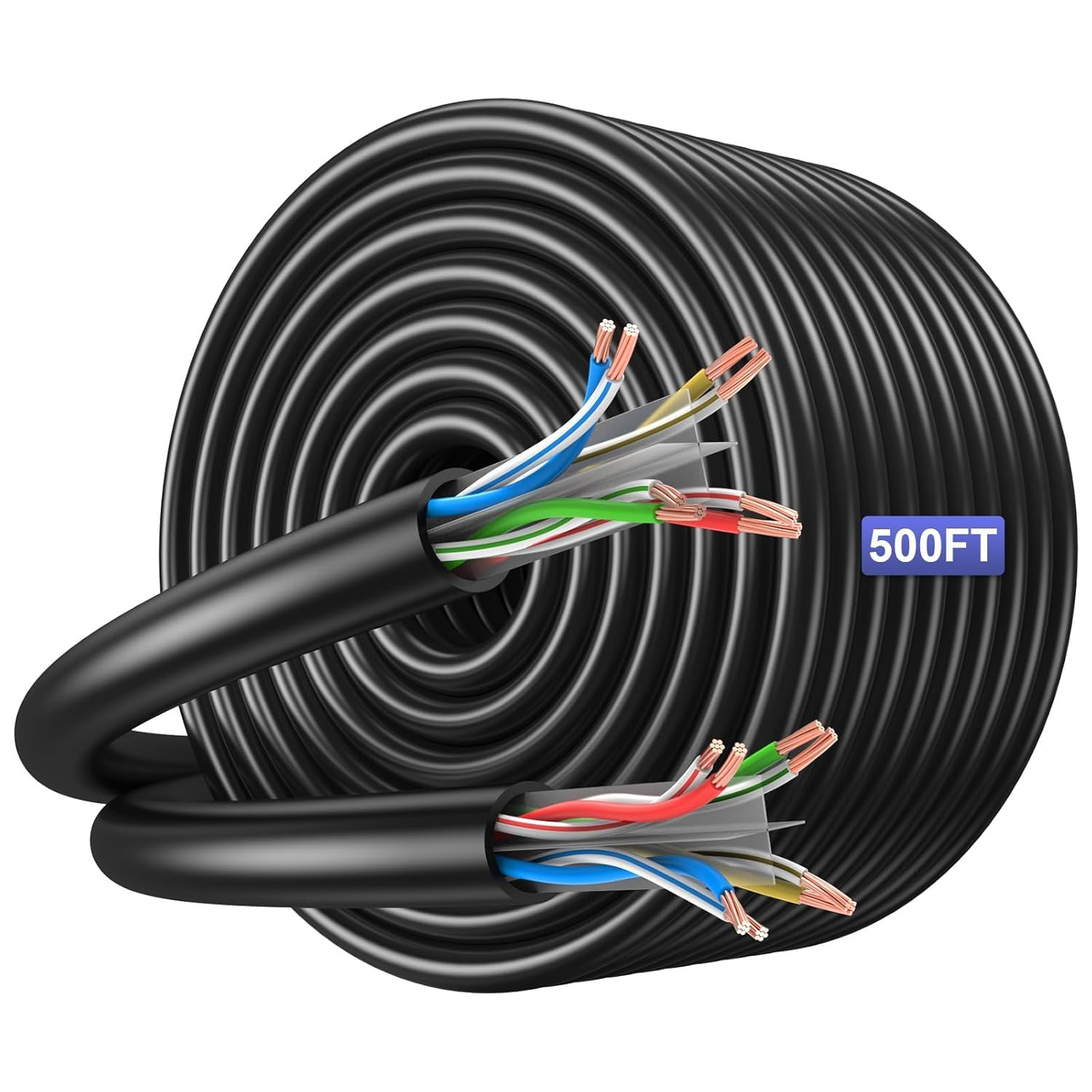 Cat6 500Ft UTP Bulk Spool, 23AWG Solid, 550Mhz Black, No Connectors