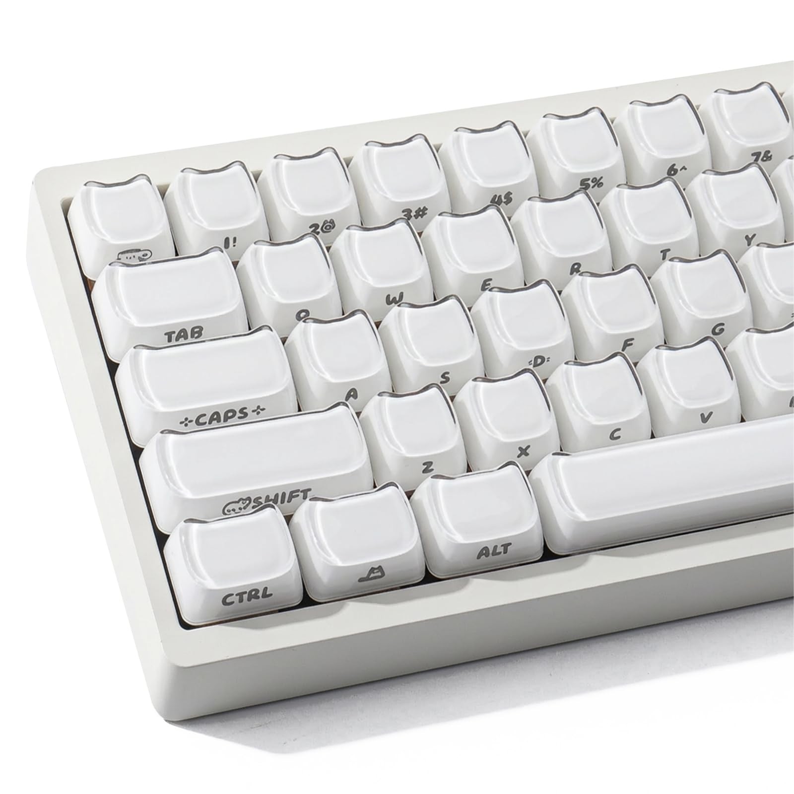 119Key MAO Profile White Cute Cat Jelly SidePrint Translucent Keycaps