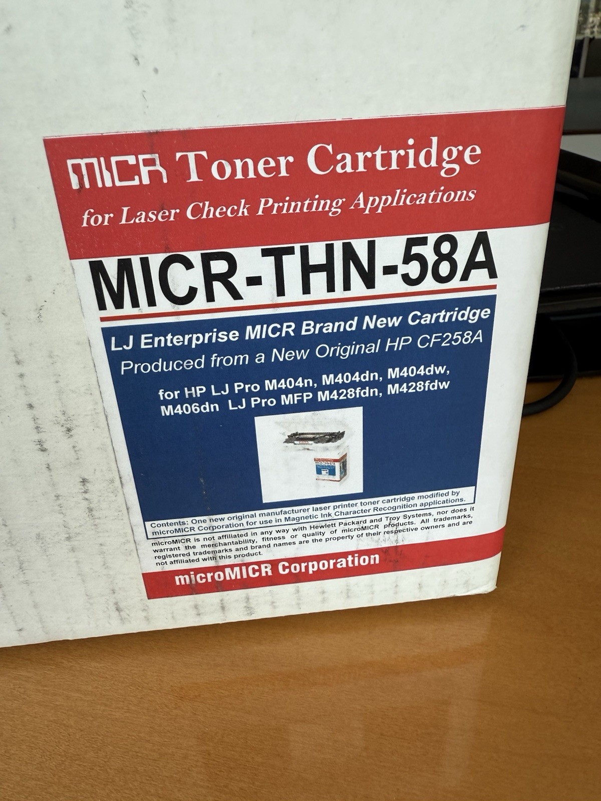 MICR Toner Cartridge For Laser Check Printing MICR-THN-58A