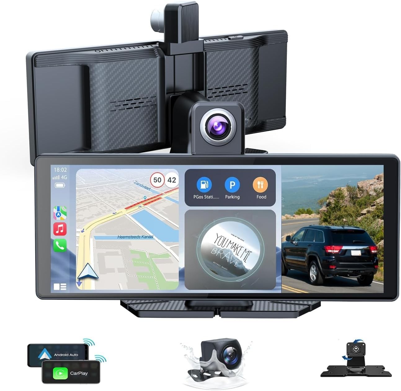 10.26" Wireless Portable Carplay Screen CarPlay & Android Auto Car Stereo 360...