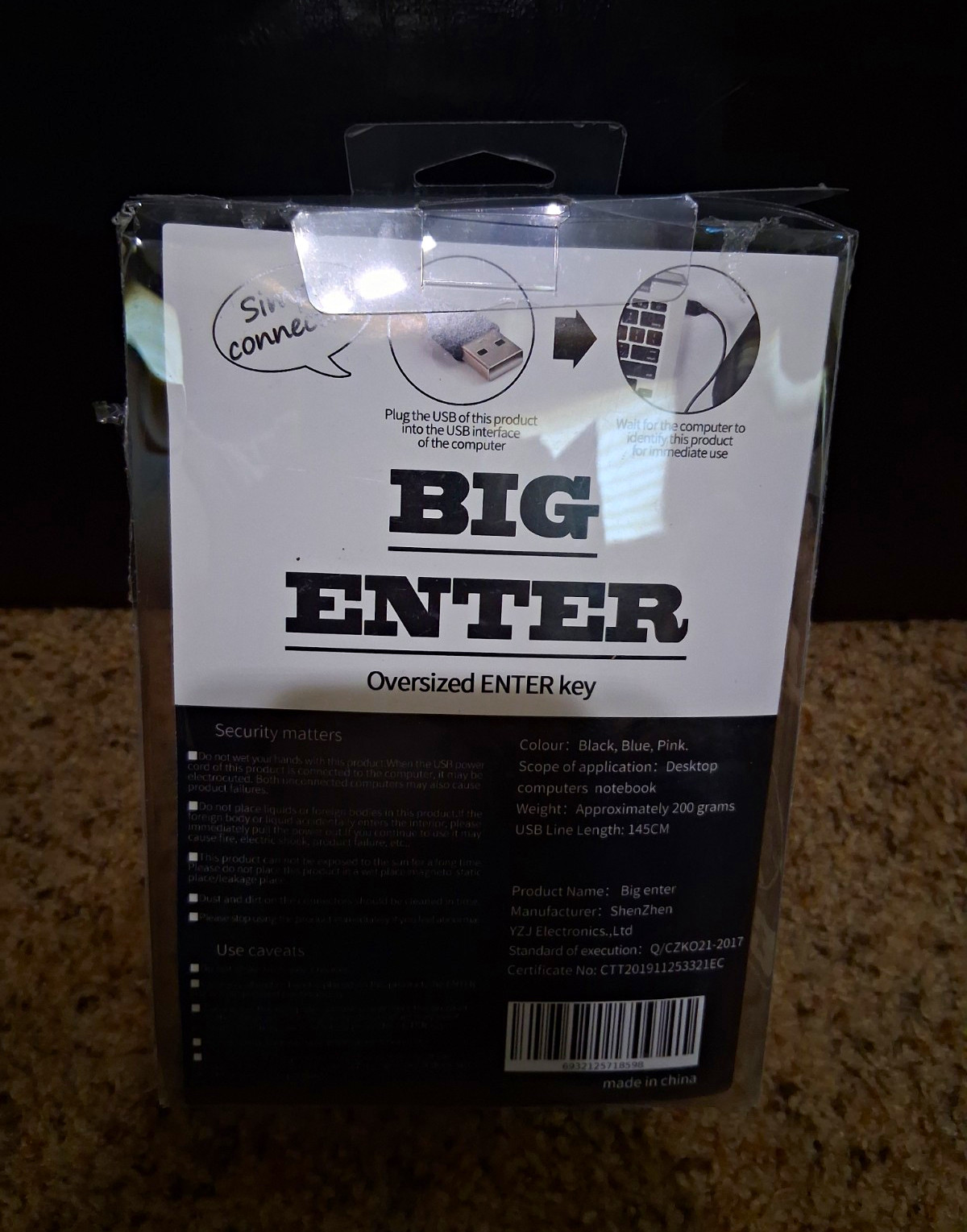 Big USB Enter Key Mouse Anti-Stress Decompression Button 