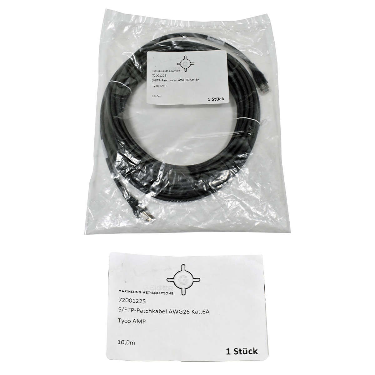 Geiger 72001225 RJ-45 S/FTP Patch Cable AWG26 Cat.6A Tyco Amp 10m Black NEW NEW