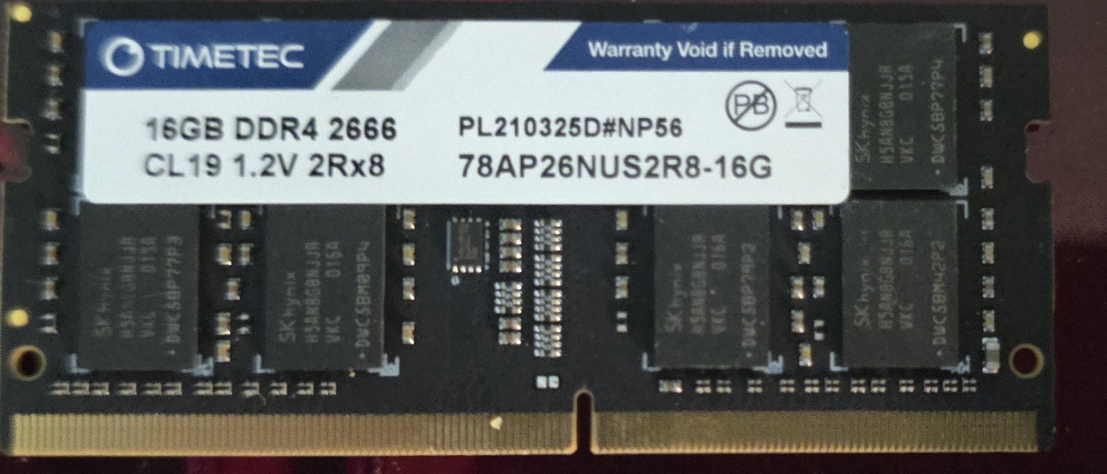 TIMETEC 16GB DDR4 2666 CL19 1.2V 2RX8 260 Pins Laptop Memory RAM