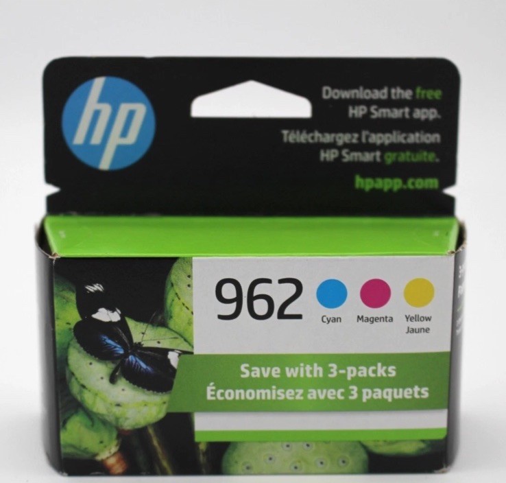 HP 962 Ink Cartridges Cyan Magenta Yellow Tricolor - GENUINE - FRESH (2027+)