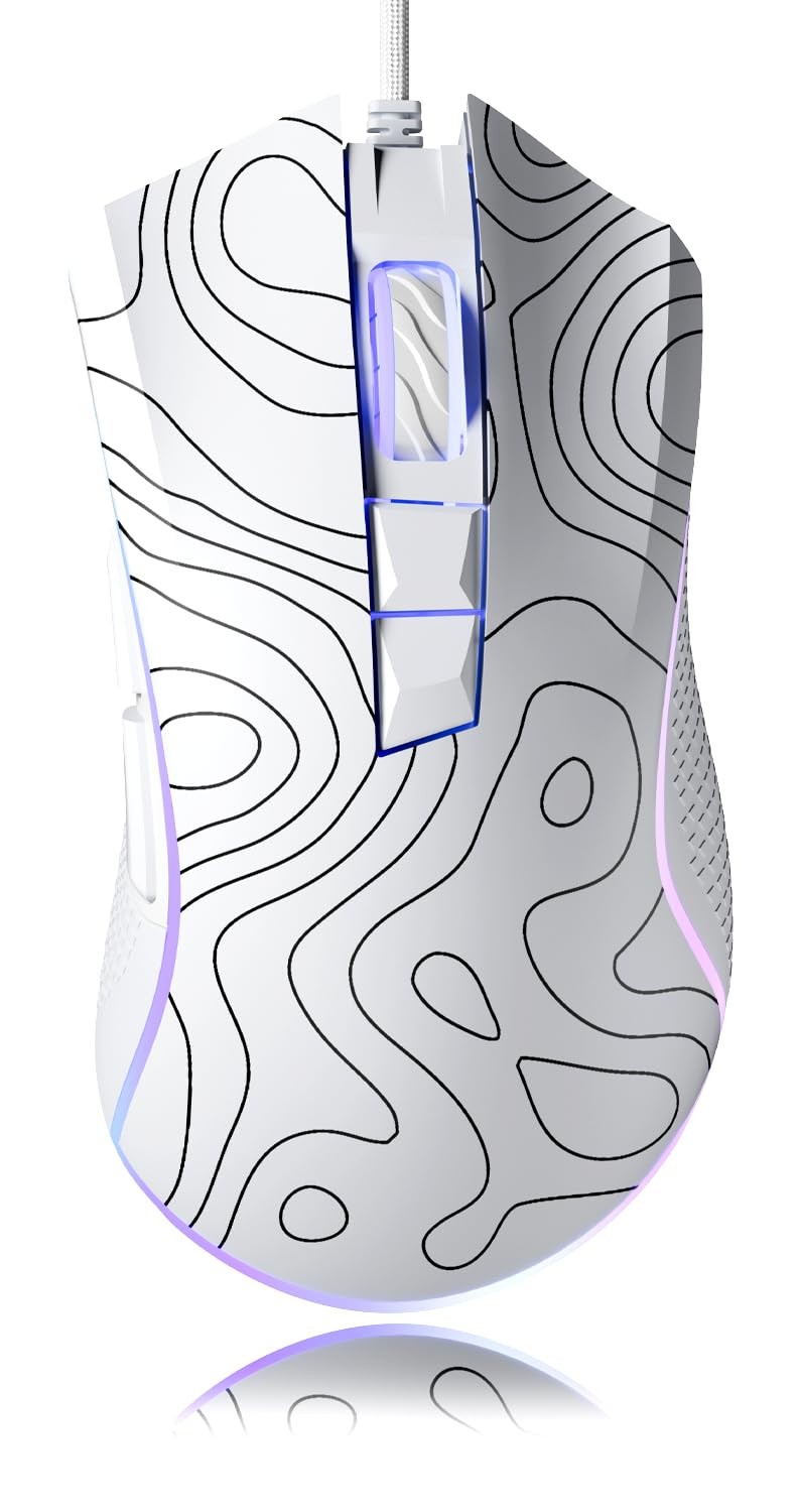 XVX G705 Wired Gaming Mouse, 12000 DPI RGB Mouse with 12 Topographic