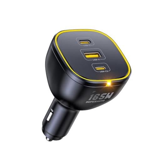 165W Laptop Car Charger Adapter 140W PD 3.1/ 100W PD 3.0 USB C Super Fast