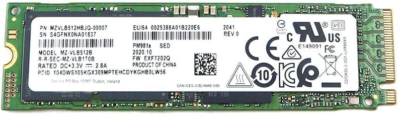 Samsung PM981a 512GB NVMe PCIe M.2 2280 SSD (MZ-VLB512B) WIND 11 PRO INTALLED