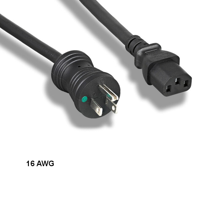 LOT 10pcs 10ft 16 AWG Hospital Grade Power Cable NEMA 5-15P to C13 13A/125V Blk