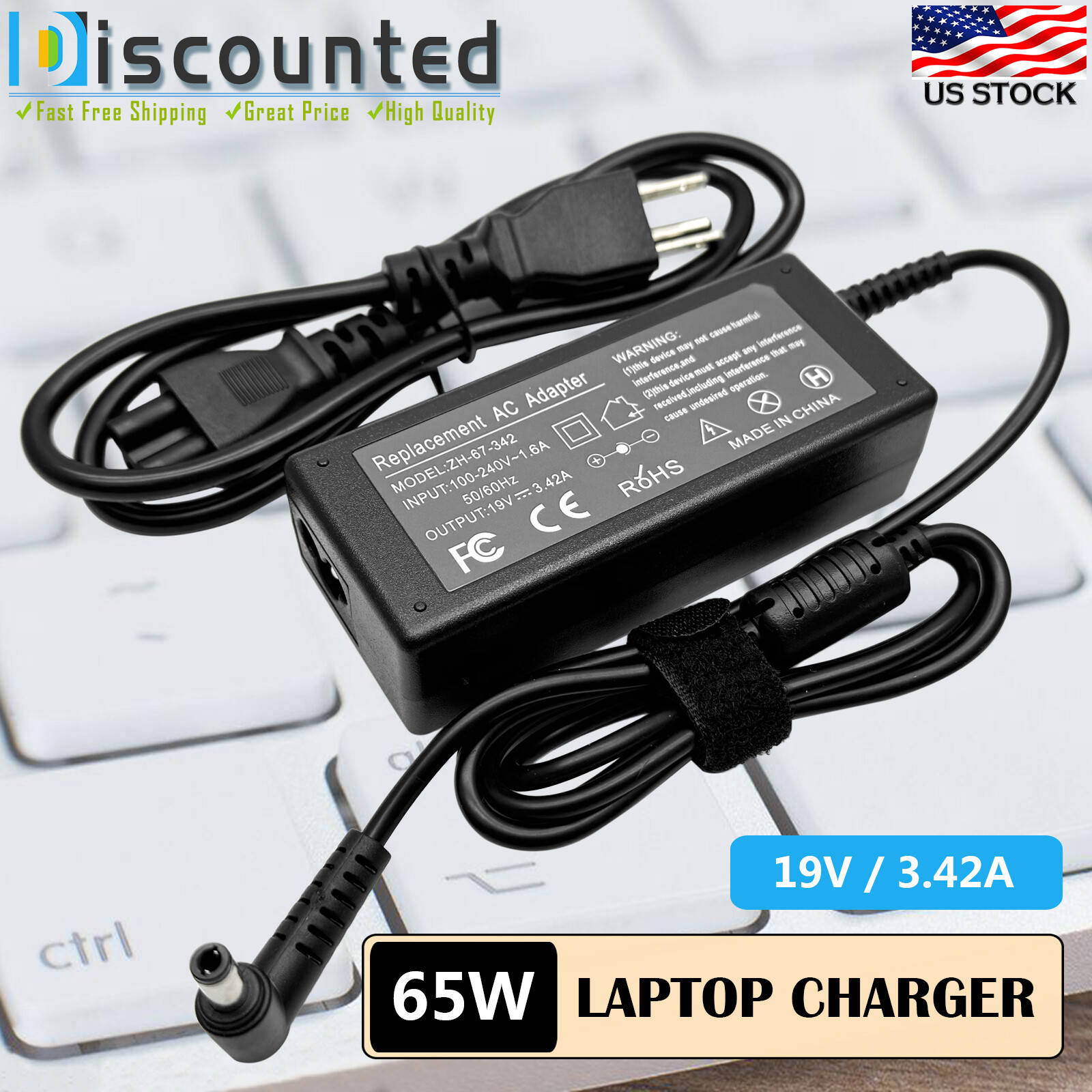AC Adapter Power Supply HP Pavilion 22bw 23xi 23bw 23fi 24es 25xi 27er Monitor