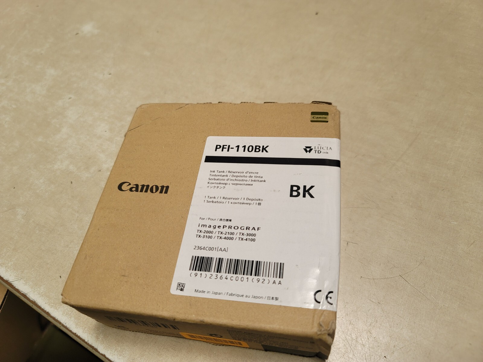 Canon PFI-110BK  Black Ink (160ml) for imagePROGRAF TX-Series GENUINE SEALED