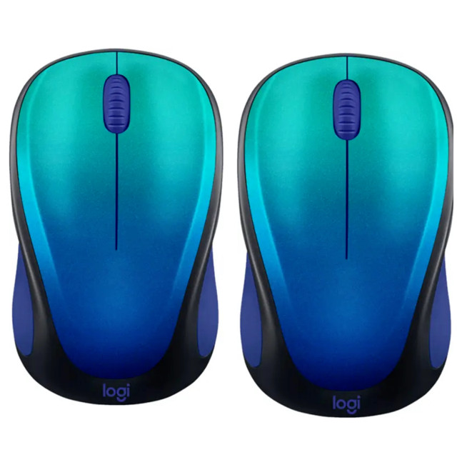 2 Pack - Logitech M317c Design Collection Wireless Mouse - Blue Aurora