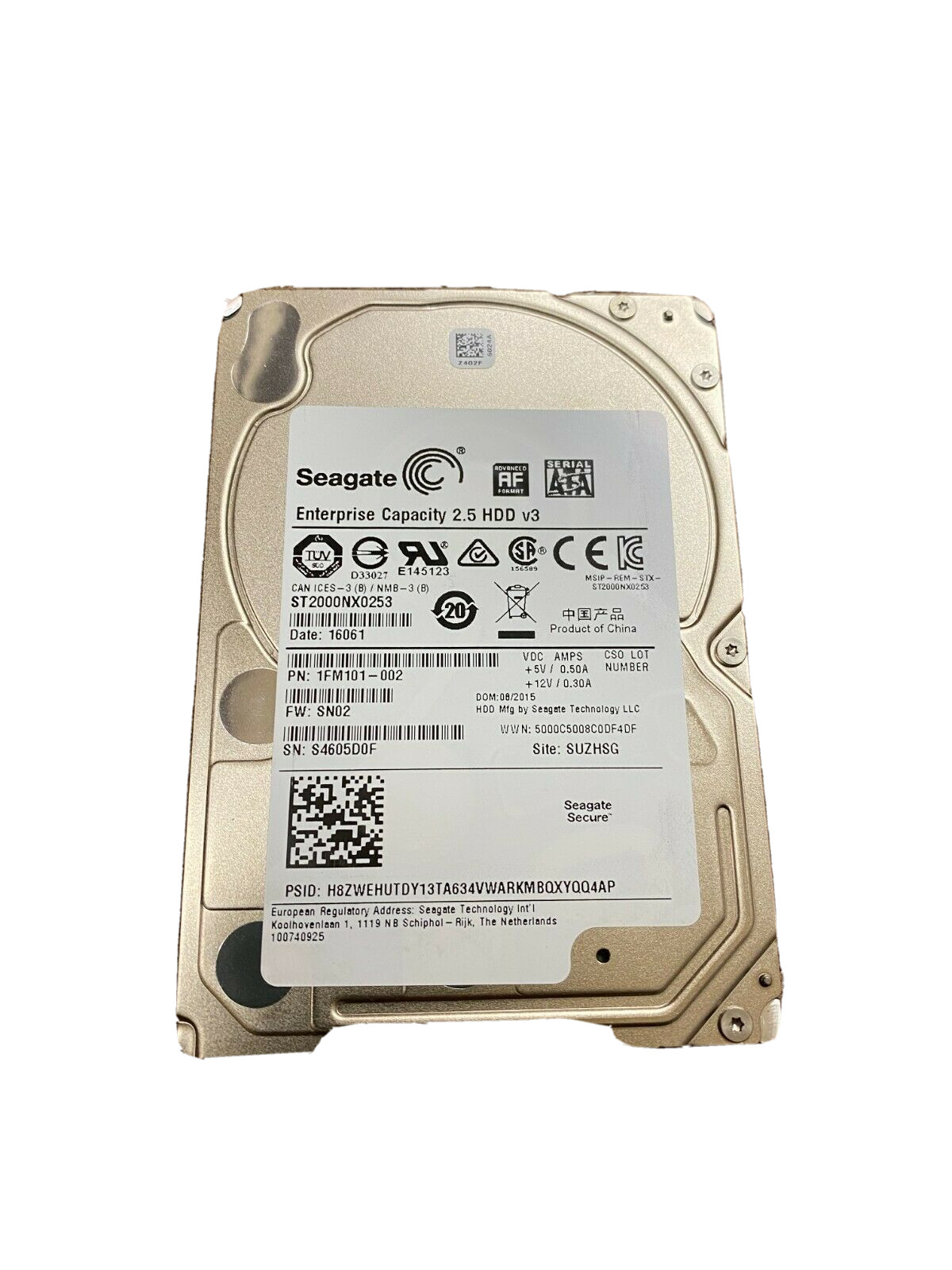 Seagate 2TB 7.2K 2.5" SATA III Enterprise 2.5 v3 HDD ST2000NX0253 1FM101-002