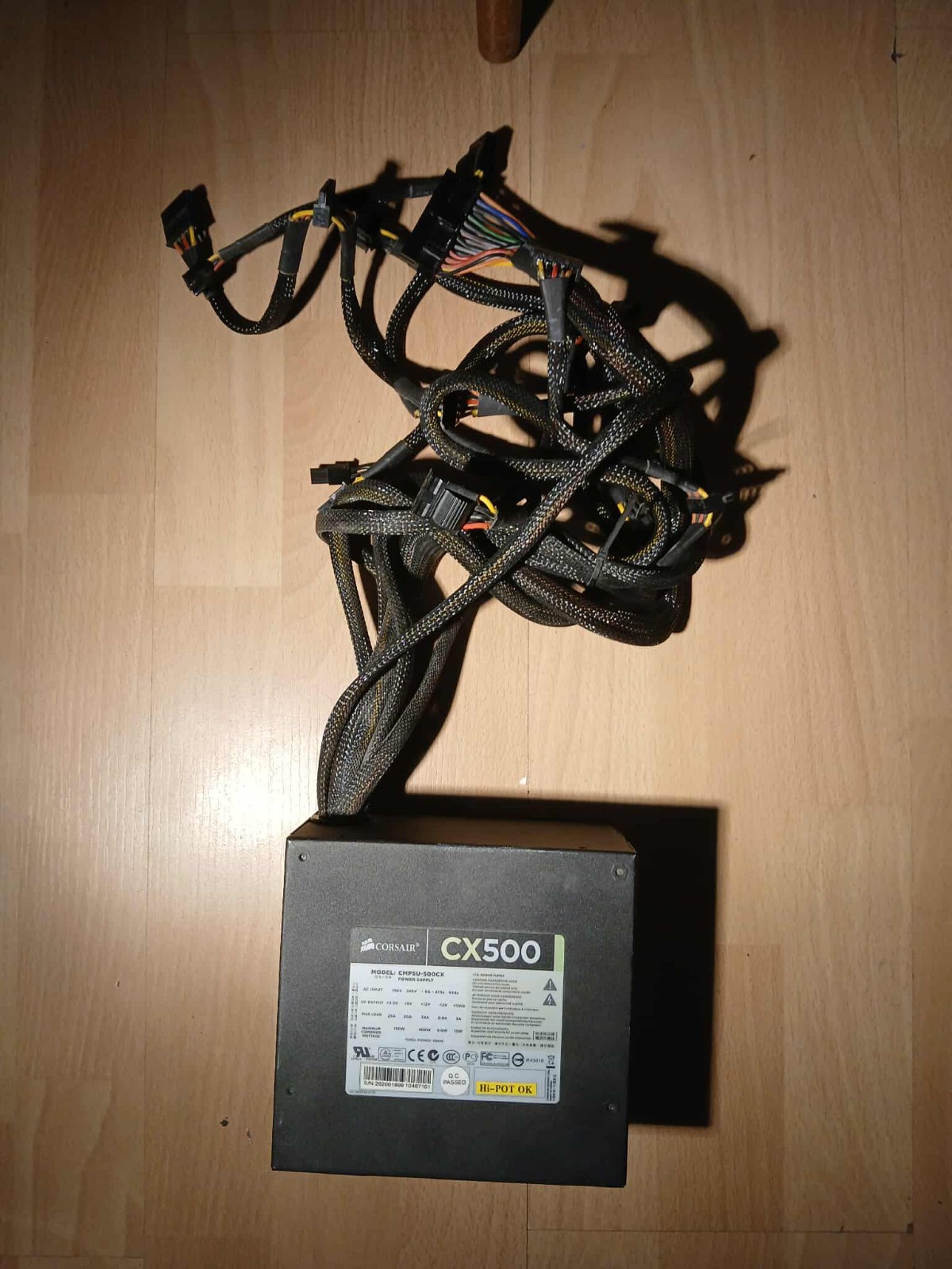 Corsair CX500 Power Supply 500W Model CMPSU-500CX, used, 