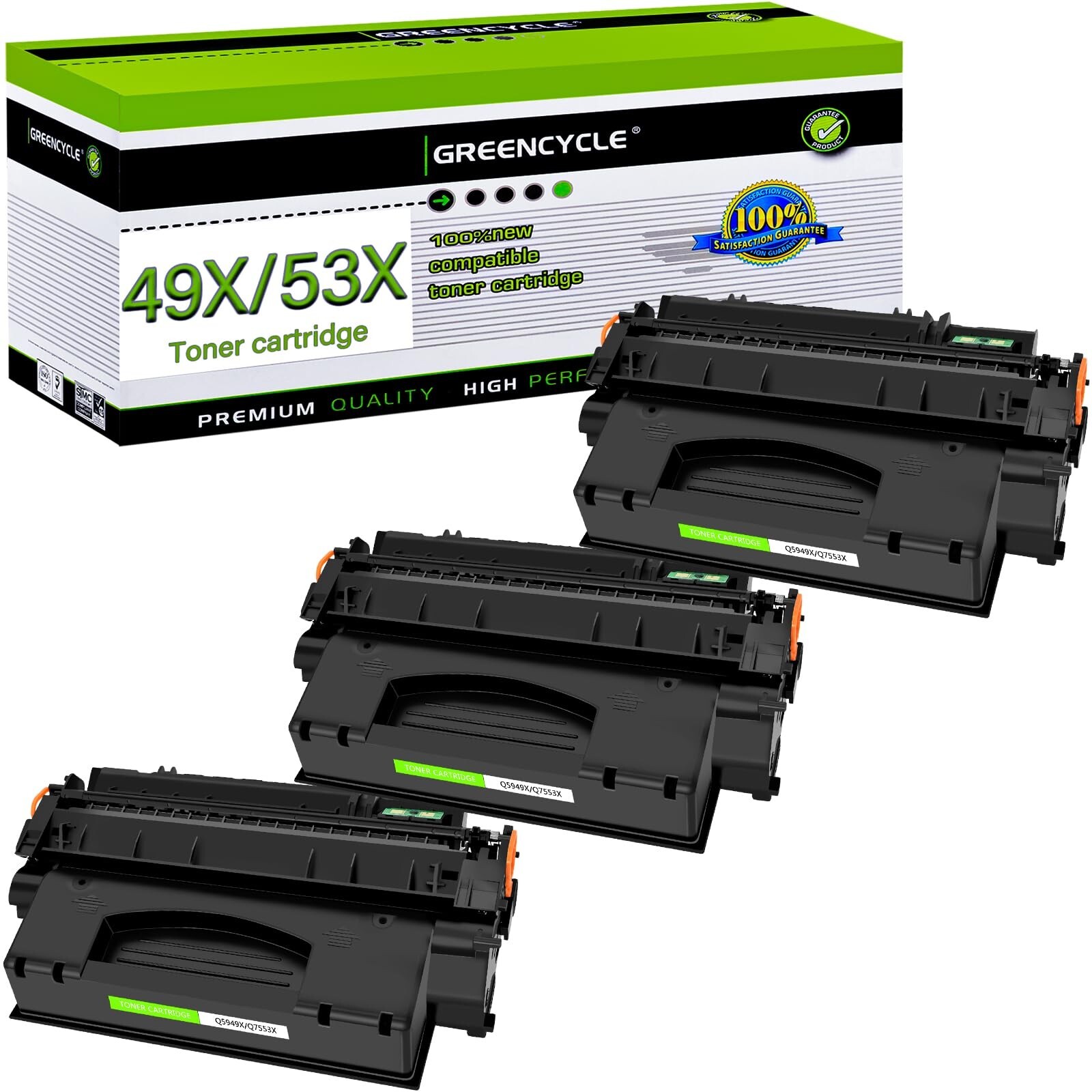 greencycle 3PK Compatible Toner Cartridge Replacement for HP 49X Q5949X 53X Q...