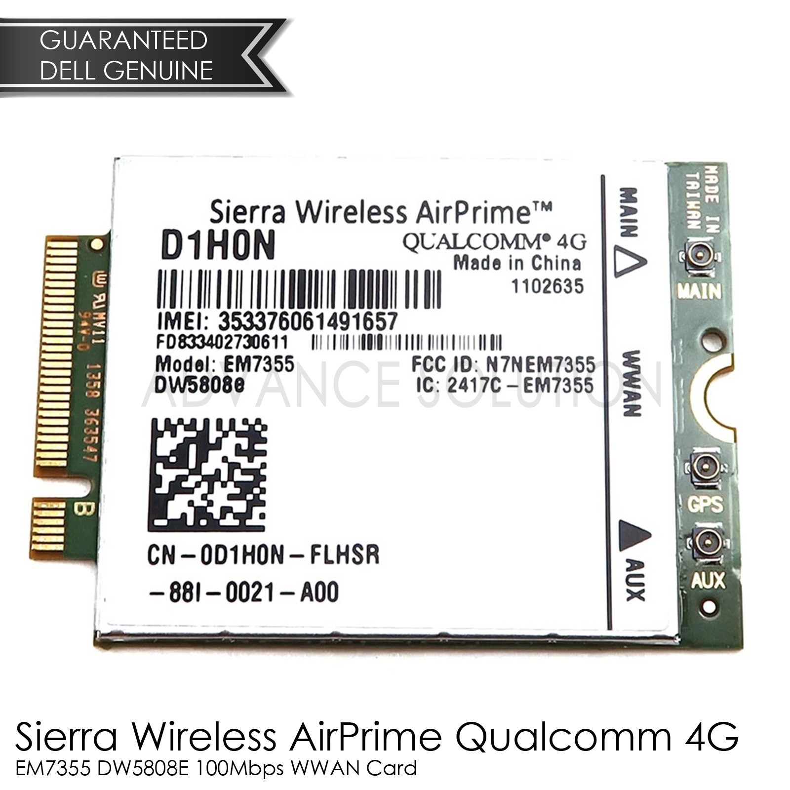 Dell Sierra Wireless AirPrime Qualcomm 4G EM7355 DW5808E 100Mbps WWAN Card D1H0N