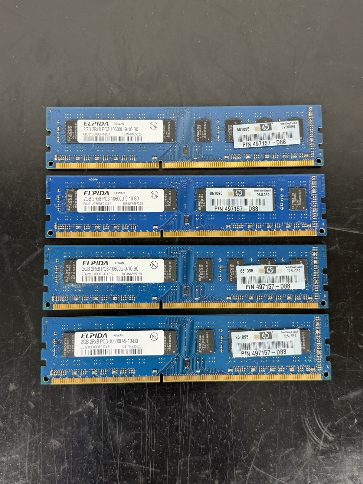 4x Elpida EBJ21UE8BDF0DJF 2GB 8GB 2Rx8 PC310600U 1333mhz DDR3 Desktop RA G2U