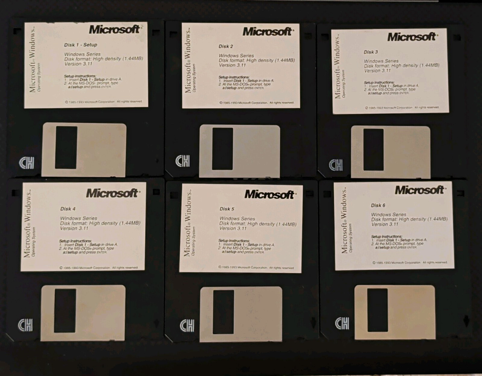 Microsoft Windows 3.11 Operating System 3.5" Floppy Disks Set, English