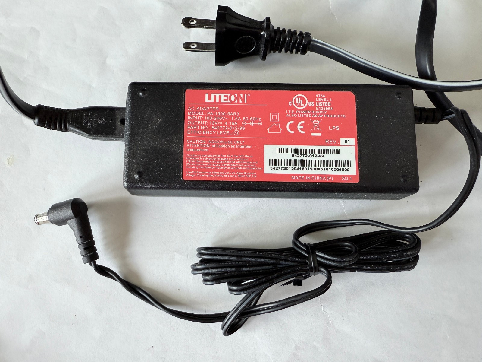 LiteOn PA-1500-5AR3 542772-012-99 AC Adapter Power Cord 12V 4.16A OEM ORIGINAL