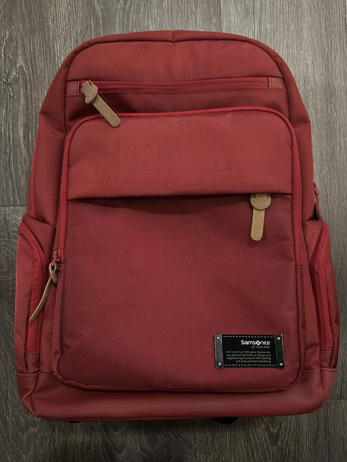 Samsonite Red Laptop Travel Backpack Zipper Padded Multi-Pocket