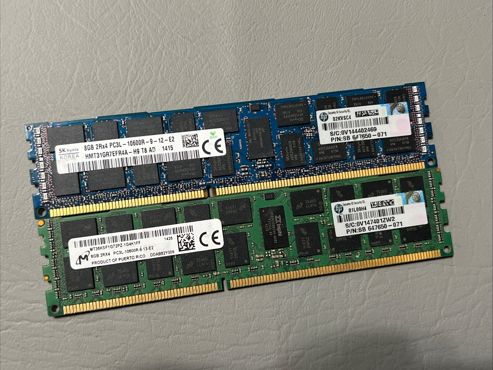 MICRON SK HYNIX 8GB (2X8GB) 2RX4 PC3L-10600R DDR3 Server Memory LOT OF 2